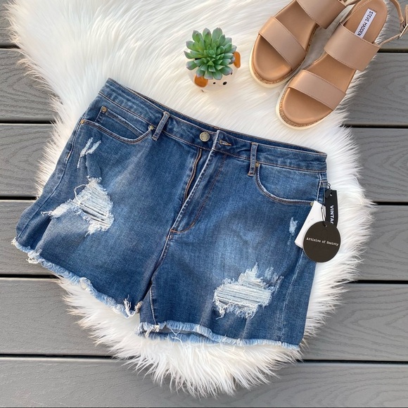 Articles of Society Ripped Jean Shorts - Picture 1 of 4